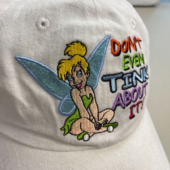 Disney Hat Cap Strap Back Tinkerbell Peter Pan Girls Kids Youth White Glitter - Picture 3 of 12